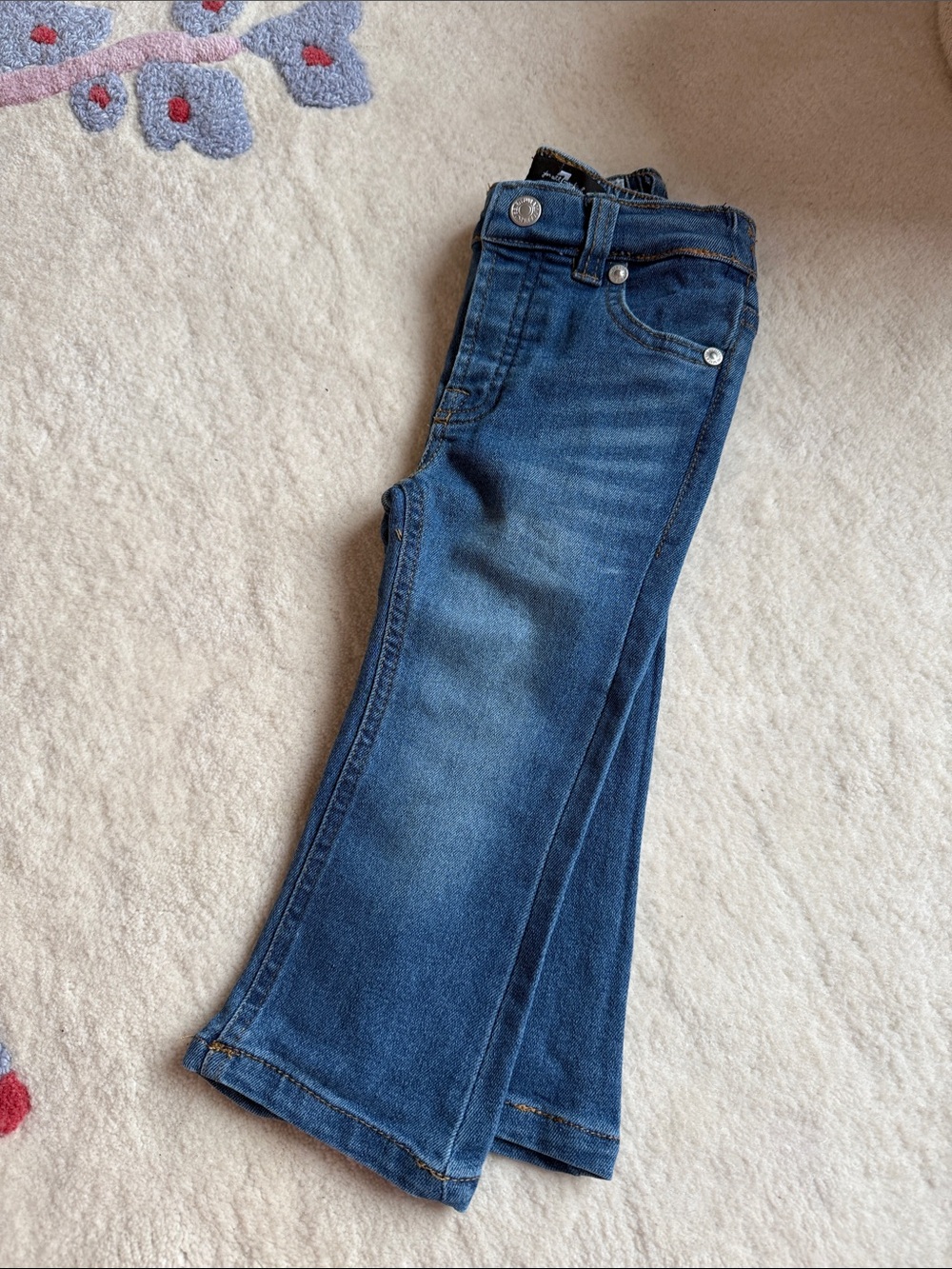 7 For All Mankind Girls Dark Blue Stretch Flare Jeans